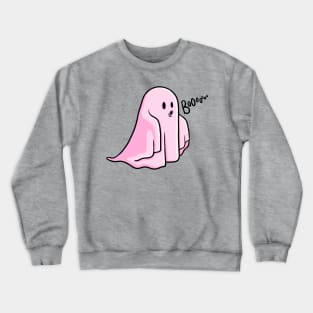 Cute Pink Ghost Saying Boo Illustration Crewneck Sweatshirt